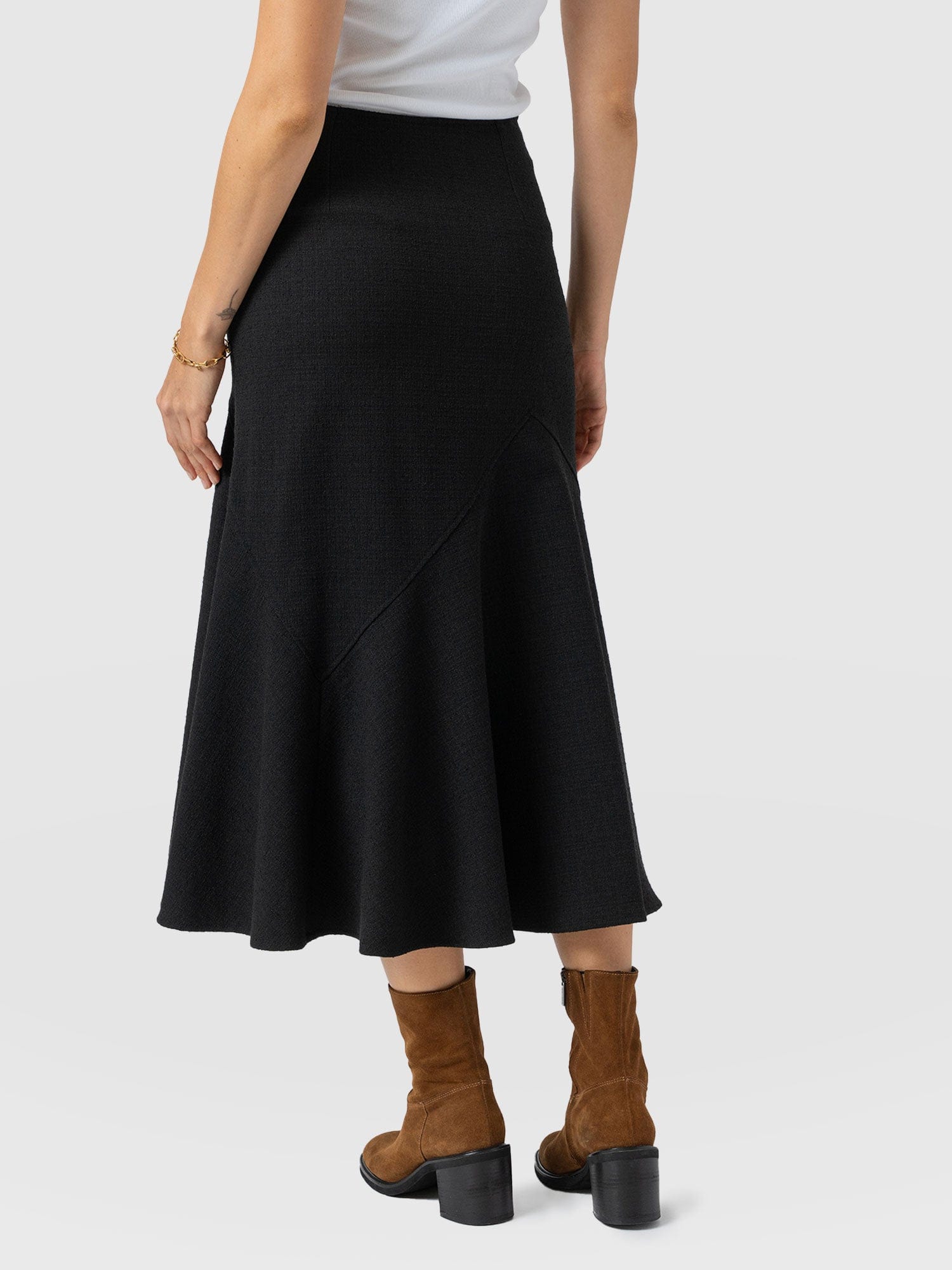 Lumi Panelled Skirt - Black Boucle - Women's Skirts | Saint + Sofia® USA